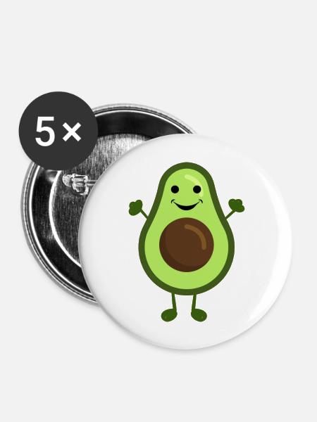 Avocado - Buttons groß 56 mm (5er Pack) - Weiß