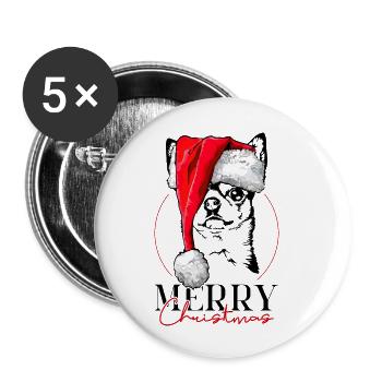 Santa Chihuahua Merry Christmas Dogs Wilsigns - Buttons large 2.2''/56 mm (5-pack) - white - Front