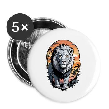 Lion, Lion Cub and Jungle - Buttons large 2.2''/56 mm (5-pack) - white - Front