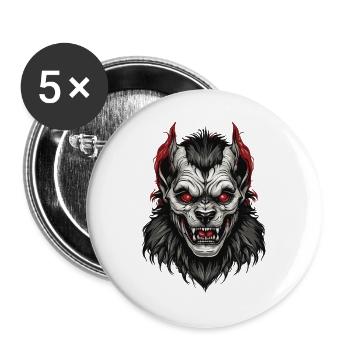 Chien de l'enfer - Lot de 5 grands badges (56 mm) - blanc - Devant