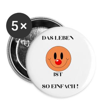 THE HAPPY SMILE - Buttons groß 56 mm (5er Pack) - Weiß - Vorne