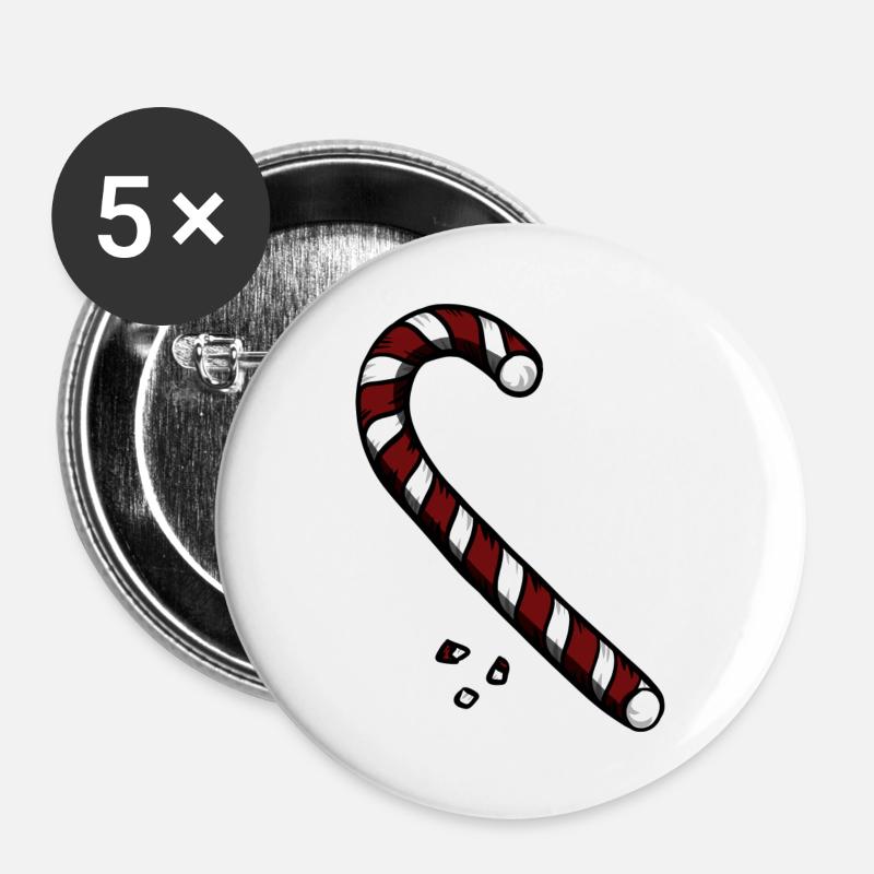 Candy Cane - Buttons groß 56 mm (5er Pack) - Weiß