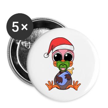 Ostrich Baby Christmas - Buttons large 2.2''/56 mm (5-pack) - white - Front