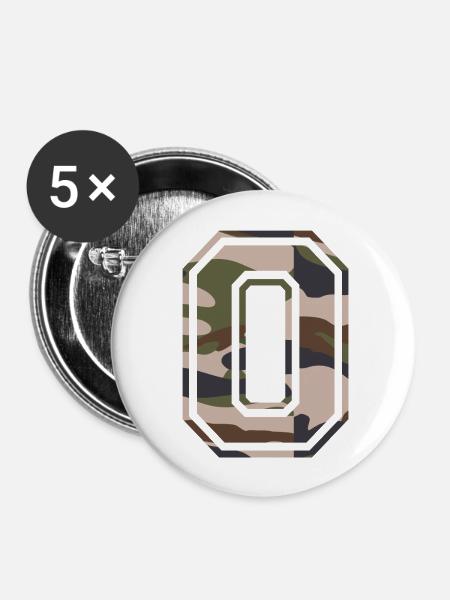 O, Monogramm, Camouflage Grün-Braun - Buttons groß 56 mm (5er Pack) - Weiß