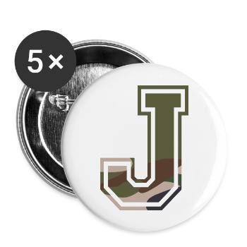 J, Monogram, Camouflage Green-Brown - Buttons large 2.2''/56 mm (5-pack) - white - Front