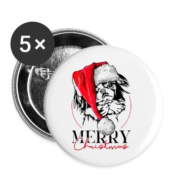 Père Noël Japon menton joyeux Noël chiens Wilsigns - Lot de 5 grands badges (56 mm) - blanc - Devant