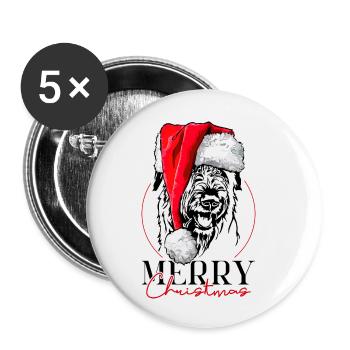 Père Noël Irish Wolfhound joyeux Noël Wilsigns - Lot de 5 grands badges (56 mm) - blanc - Devant