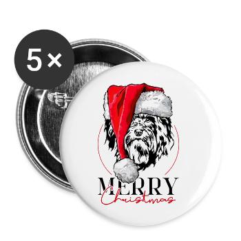 Santa Havaneser Merry Christmas Hunde Wilsigns - Buttons groß 56 mm (5er Pack) - Weiß - Vorne