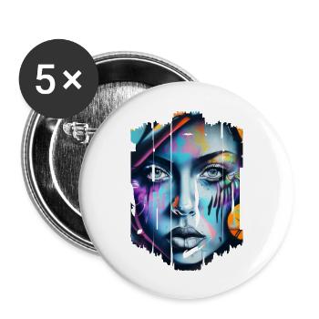 Graffiti Street Art Sprühfarben Cooler Künstler Retro - Buttons groß 56 mm (5er Pack) - Weiß - Vorne