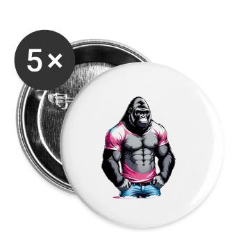 Boxing Gorilla Boxer - Buttons large 2.2''/56 mm (5-pack) - white - Front