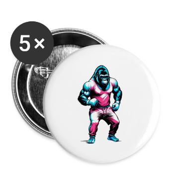 Boxing Gorilla Boxer - Buttons large 2.2''/56 mm (5-pack) - white - Front