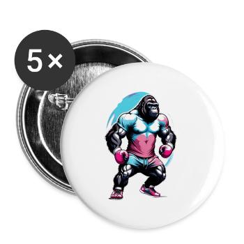 Boxe Boxeur Gorille - Lot de 5 grands badges (56 mm) - blanc - Devant