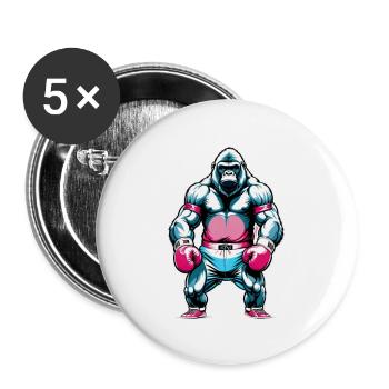 Boxing Gorilla Boxer - Buttons large 2.2''/56 mm (5-pack) - white - Front