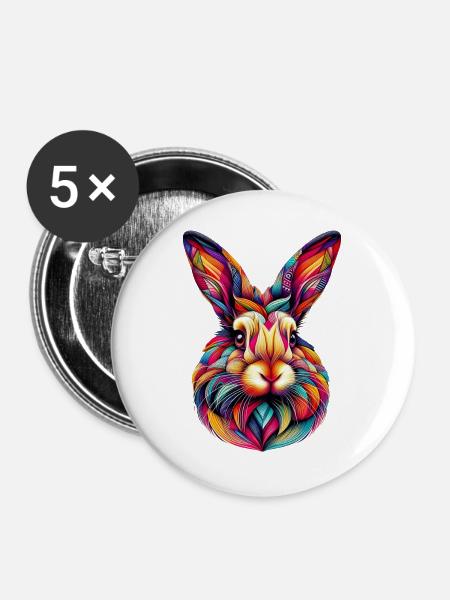 Kaninchen - Buttons groß 56 mm (5er Pack) - Weiß