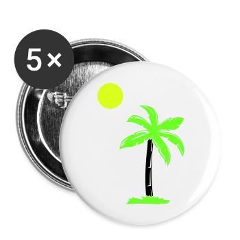 palmier - Lot de 5 grands badges (56 mm) - blanc - Devant