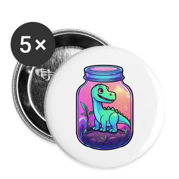 Dinosaur in a Cartoon Jar - Buttons large 2.2''/56 mm (5-pack) - white - Front