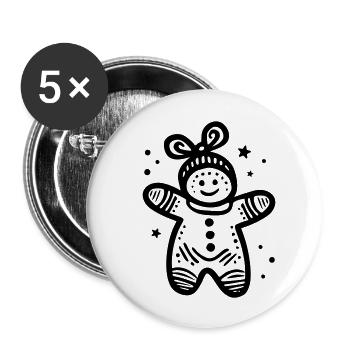 Lebkuchenmännchen - Buttons groß 56 mm (5er Pack) - Weiß - Vorne