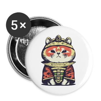 Red Panda Samurai - Buttons large 2.2''/56 mm (5-pack) - white - Front
