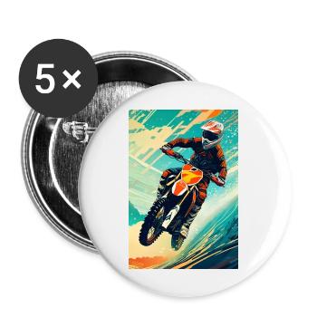 Motocross I - Buttons groß 56 mm (5er Pack) - Weiß - Vorne