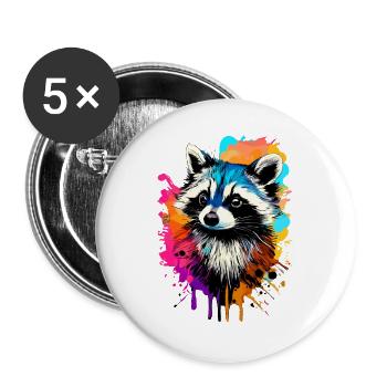 Raccoon Colorful - Raccoon Raccoon - Buttons large 2.2''/56 mm (5-pack) - white - Front