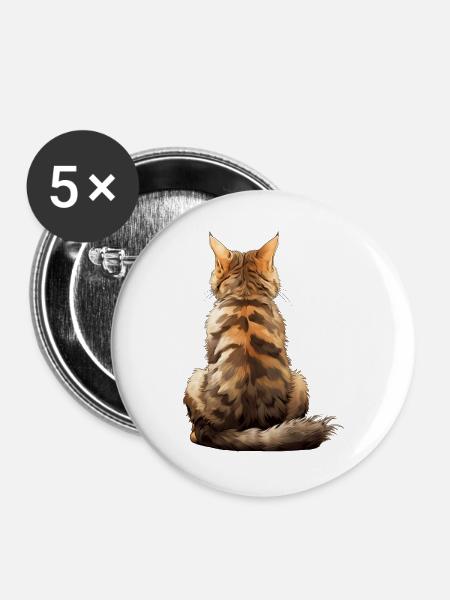 Amerikanische Bobtail-Katze - Buttons groß 56 mm (5er Pack) - Weiß