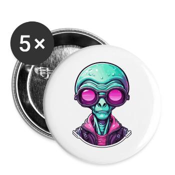 Alien / Außerirdisch / Ufo / Area 51 / All / Mars - Buttons large 2.2''/56 mm (5-pack) - white - Front