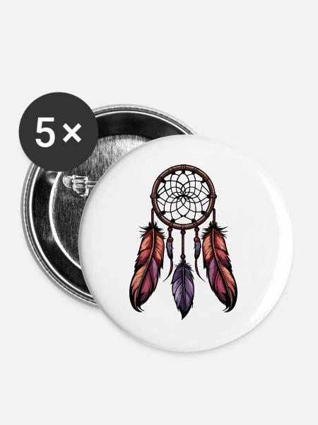 Traumfänger - Buttons groß 56 mm (5er Pack) - Weiß