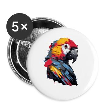 Perroquet Graffiti - Lot de 5 grands badges (56 mm) - blanc - Devant