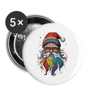 LGBTQ Santa Claus Love Knows No Boundaries - Buttons large 2.2''/56 mm (5-pack) - white - Front