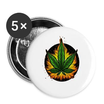 One Love Cannabis Chanvre en feu - Lot de 5 grands badges (56 mm) - blanc - Devant