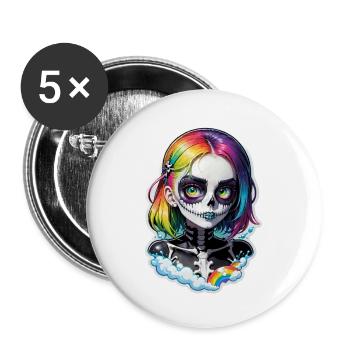 Halloween - Rock & Rainbow - Buttons large 2.2''/56 mm (5-pack) - white - Front