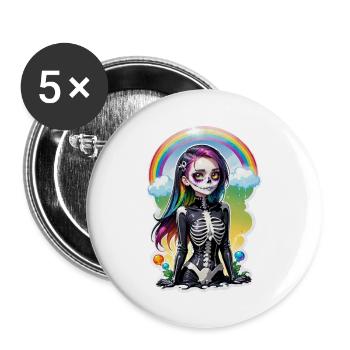 Halloween - Rock & Rainbow - Buttons large 2.2''/56 mm (5-pack) - white - Front