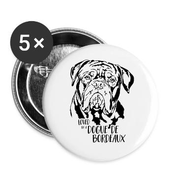 Aimé par un chien Dogue de Bordeaux Dire Wilsigns - Lot de 5 grands badges (56 mm) - blanc - Devant