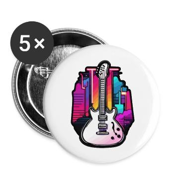 Rock n roll / Guitar / Music / Instrument - Buttons large 2.2''/56 mm (5-pack) - white - Front