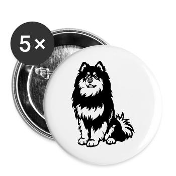 Finnischer Lapphund - Buttons groß 56 mm (5er Pack) - Weiß - Vorne