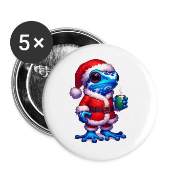 Poison arrow frog Santa Claus - Buttons large 2.2''/56 mm (5-pack) - white - Front
