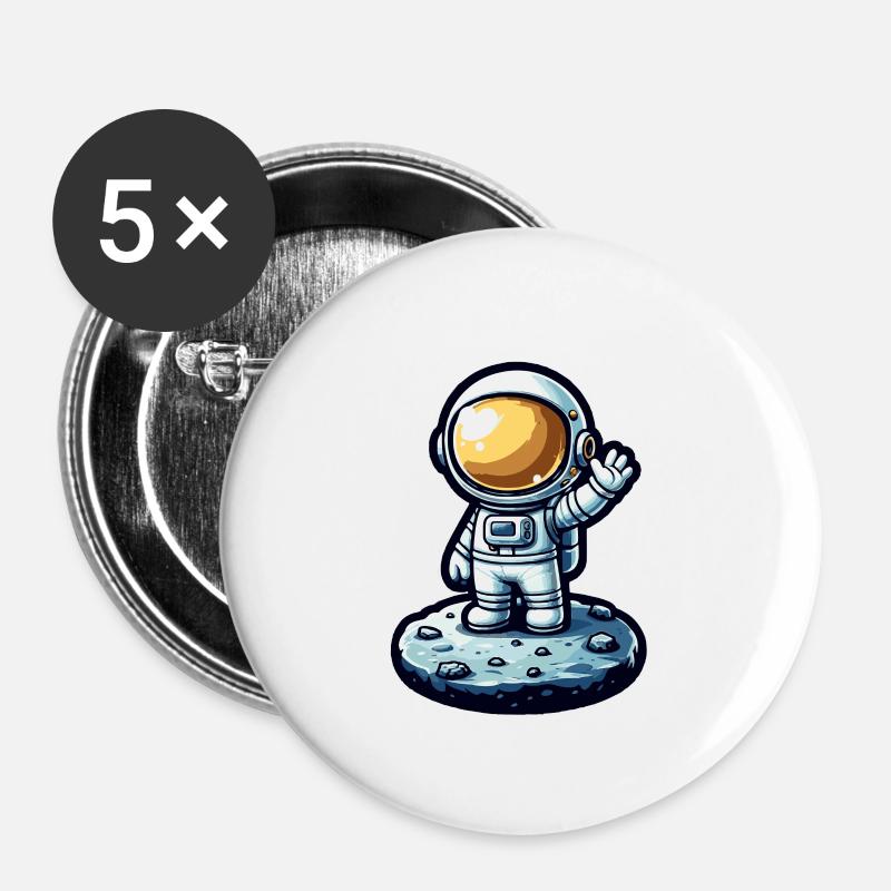 Little Astronaut - Buttons large 2.2''/56 mm (5-pack) - white