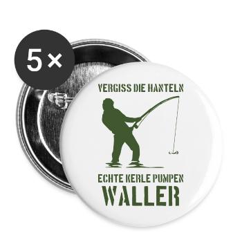 Vergiss die Hanteln echte Kerle pumpen Waller - Buttons groß 56 mm (5er Pack) - Weiß - Vorne