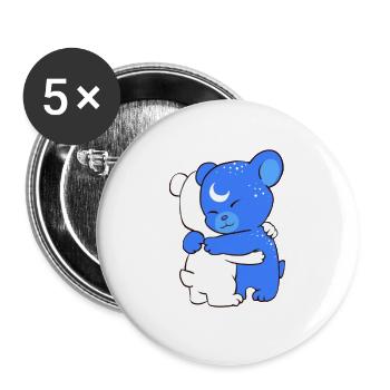 Freundlicher Bär - Buttons groß 56 mm (5er Pack) - Weiß - Vorne