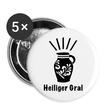 Bembel HeiligerGral - Das Frankfurter Original - Buttons groß 56 mm (5er Pack) - Weiß - Vorne