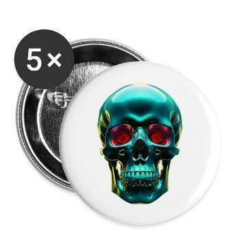 Crâne vert - Lot de 5 grands badges (56 mm) - blanc - Devant