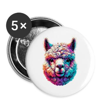 Alpaka - Buttons groß 56 mm (5er Pack) - Weiß - Vorne