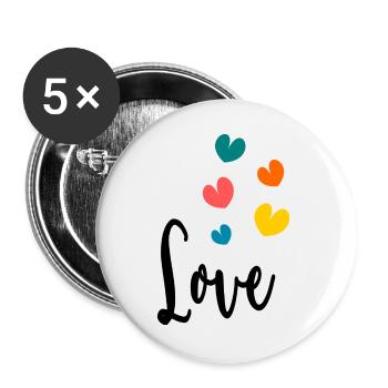 COEUR. COUPLE. JUST MARRIED. EVJF. SAINT VALENTIN. - Lot de 5 grands badges (56 mm) - blanc - Devant