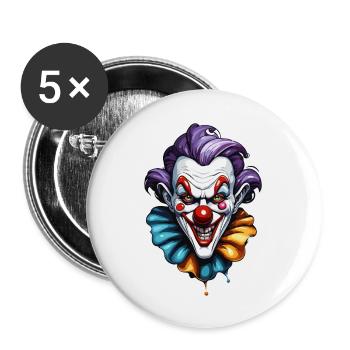 Horror Clown / Circus / Funny / Show / Halloween - Buttons large 2.2''/56 mm (5-pack) - white - Front