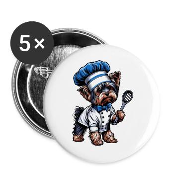Yorkshire terrier cook - Buttons large 2.2''/56 mm (5-pack) - white - Front