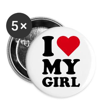 J’aime ma fille - Lot de 5 grands badges (56 mm) - blanc - Devant