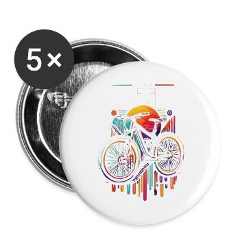 Lebendiges MTB-Radfahren Sonnenuntergang Design - Buttons groß 56 mm (5er Pack) - Weiß - Vorne