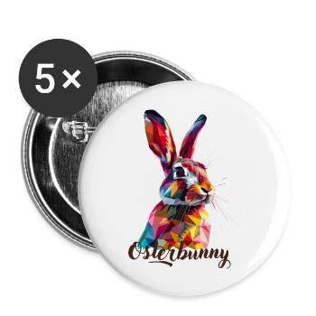 Lapin de Pâques mignon lapin de Pâques géométrique - Lot de 5 grands badges (56 mm) - blanc - Devant