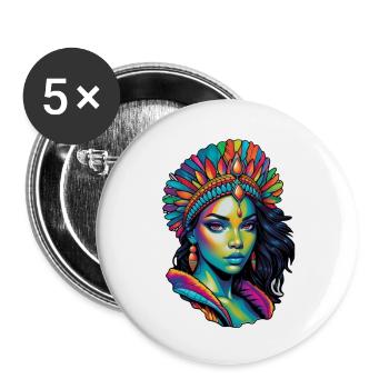 Afro Frau - Schönheit - Buttons groß 56 mm (5er Pack) - Weiß - Vorne