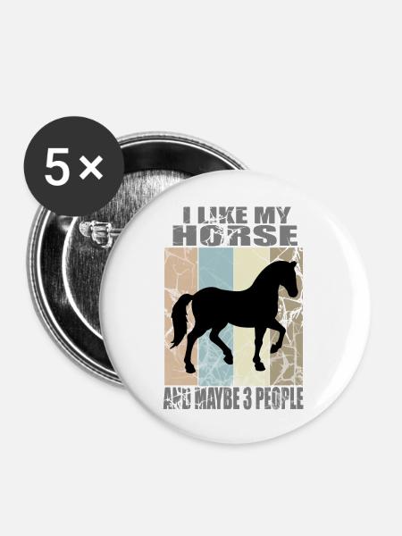 Liebe zu Pferden - Buttons groß 56 mm (5er Pack) - Weiß